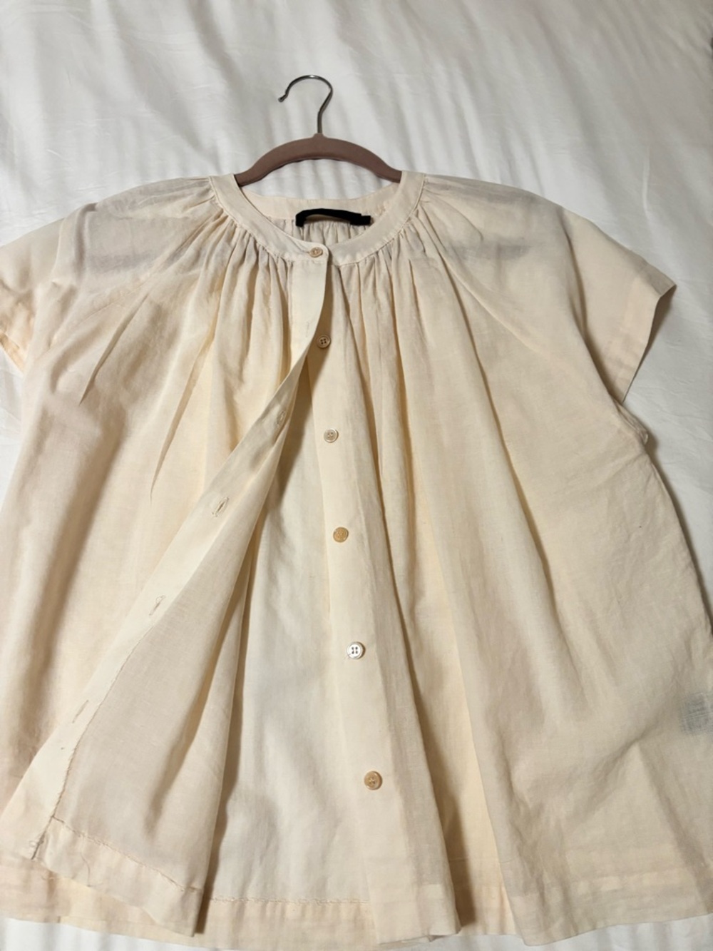 Jenni Kayne Light Cream Button-Front Sleeveless Top XS
